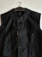 40s-50s French black moleskin vest, Dead stock