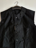 40s-50s French black moleskin vest, Dead stock