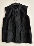 40s-50s French black moleskin vest, Dead stock