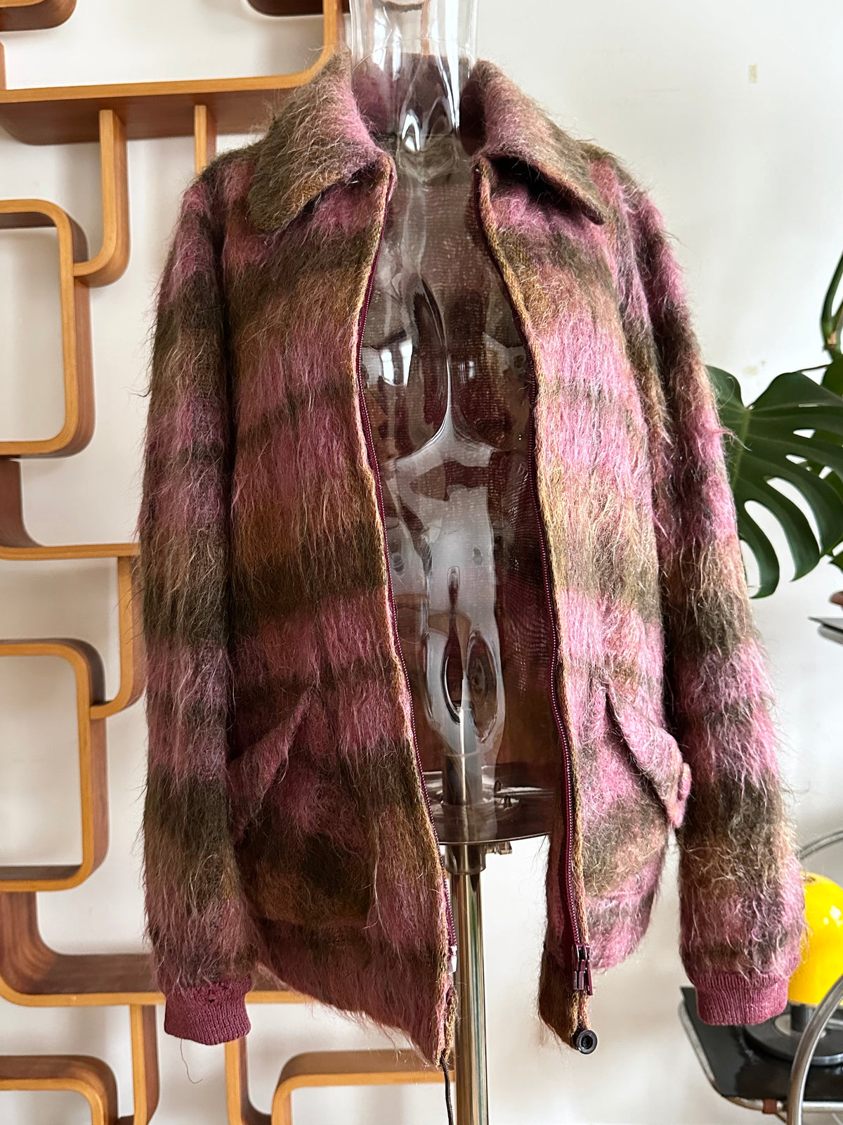 1970s shaggy mohair plaid jacket