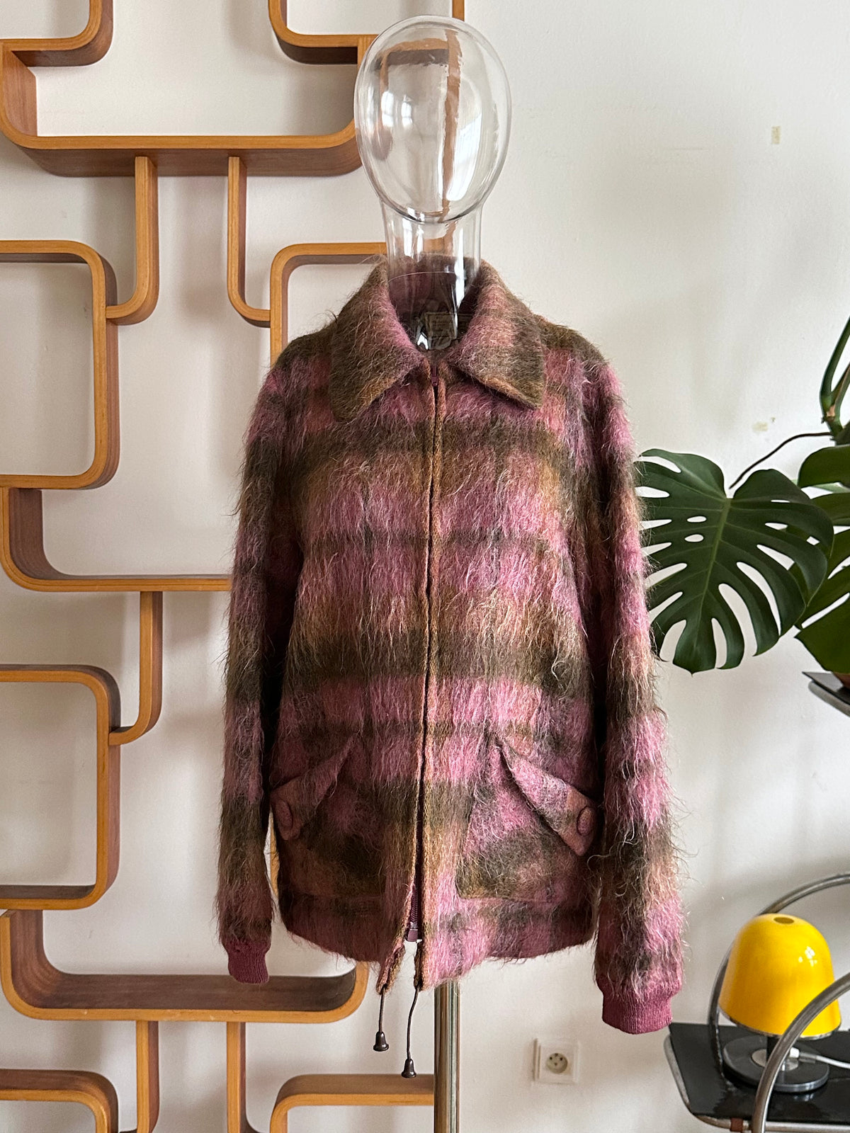 1970s shaggy mohair plaid jacket