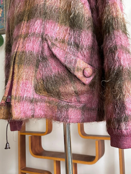 1970s shaggy mohair plaid jacket