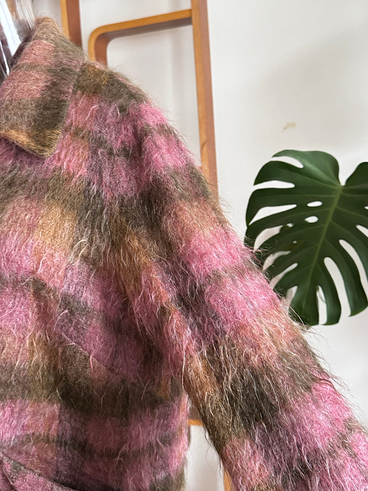1970s shaggy mohair plaid jacket