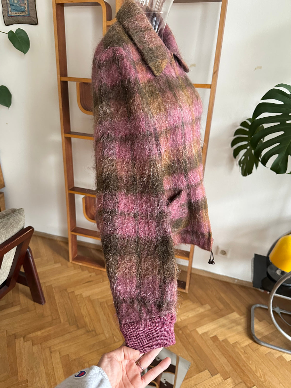 1970s shaggy mohair plaid jacket