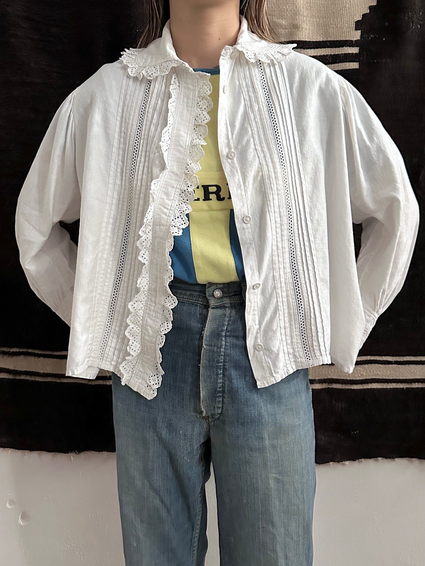 1900s German antique scallops blouse