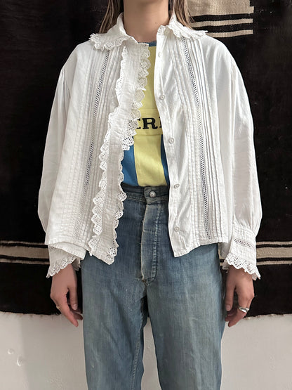 1900s German antique scallops blouse
