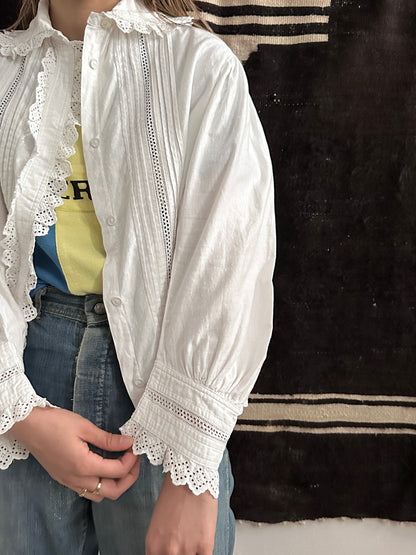 1900s German antique scallops blouse