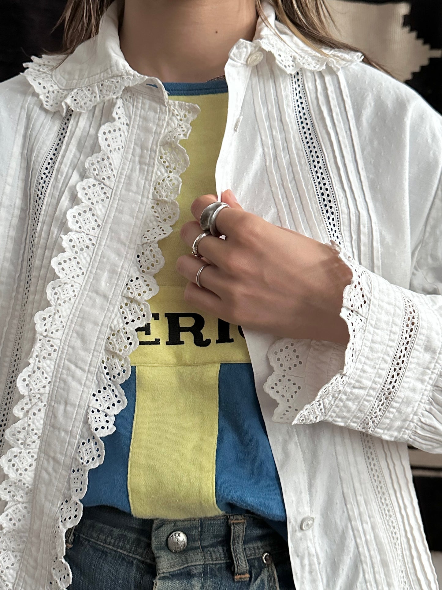 1900s German antique scallops blouse