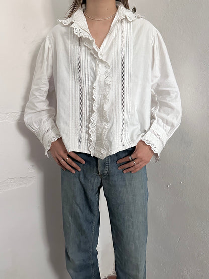 1900s German antique scallops blouse