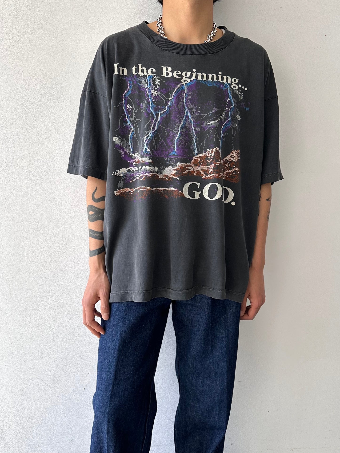 In the beginning god tee. super rare - XL