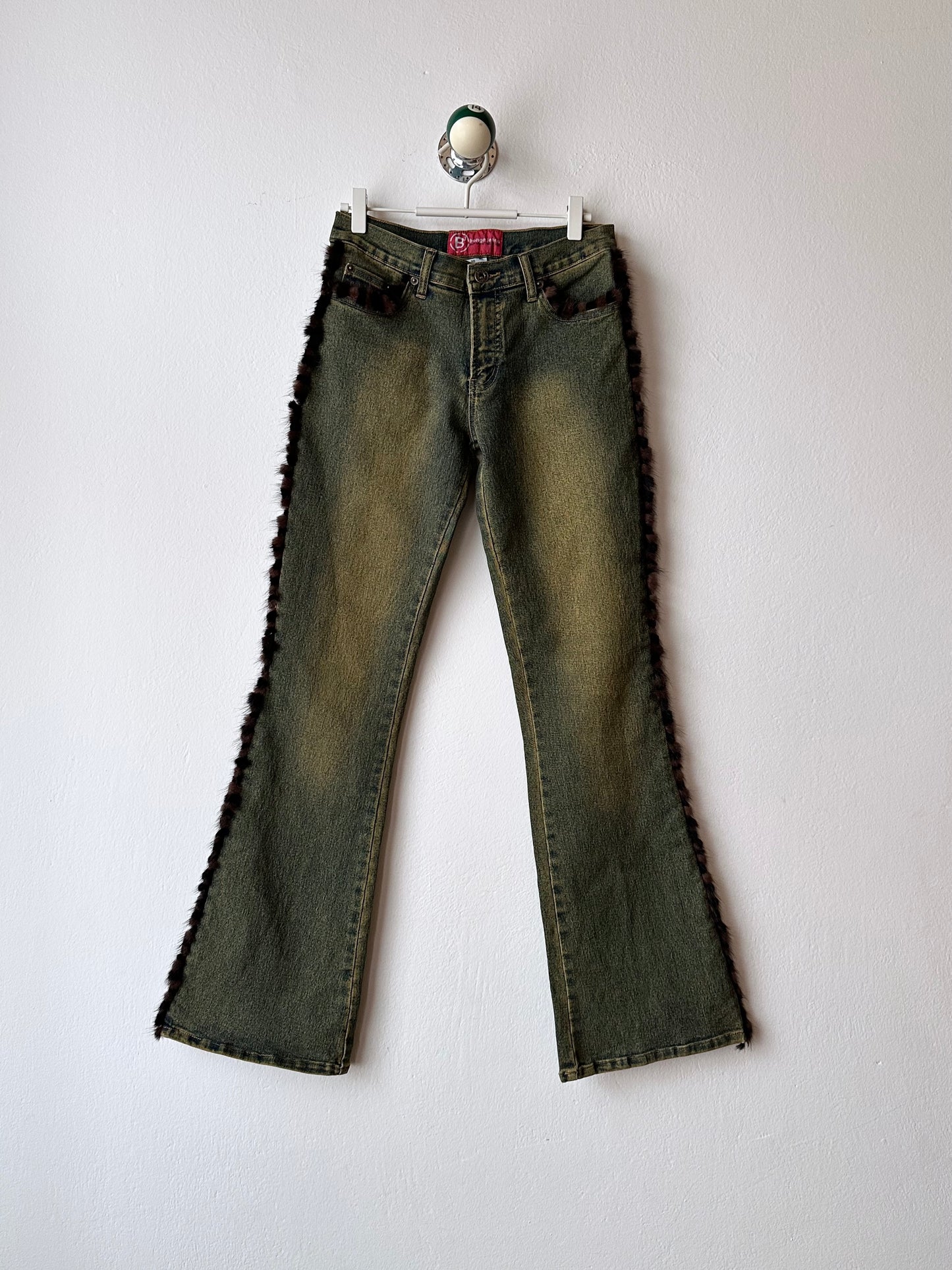 Fur trim millennium wide pants