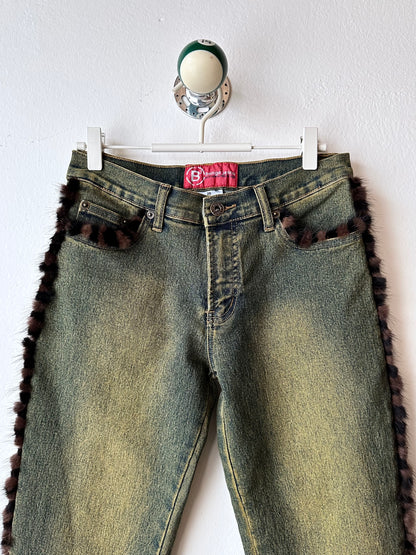 Fur trim millennium wide pants