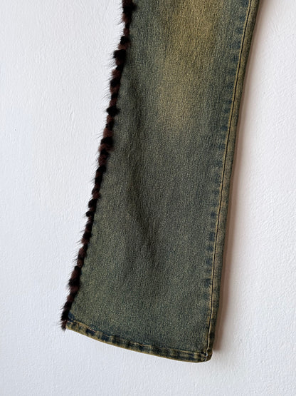 Fur trim millennium wide pants