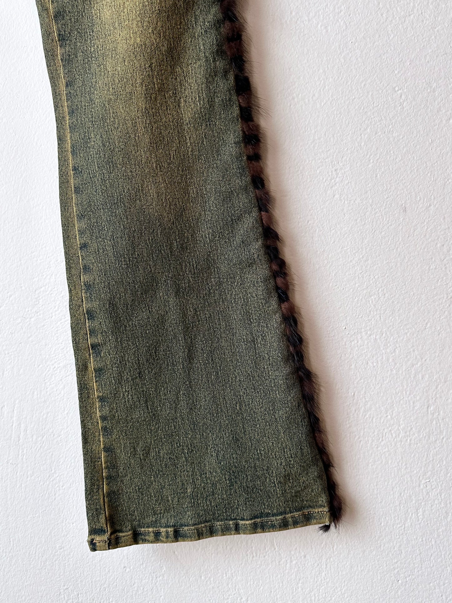 Fur trim millennium wide pants