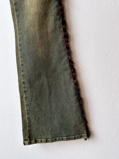 Fur trim millennium wide pants