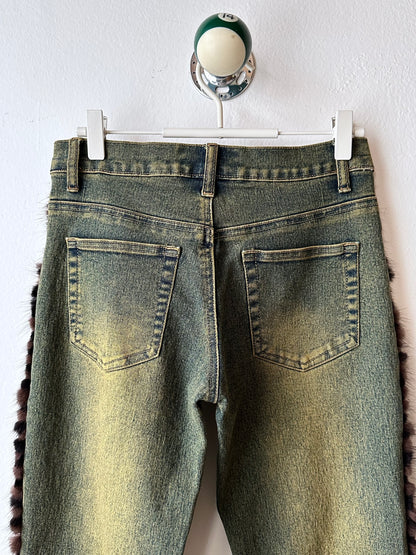 Fur trim millennium wide pants