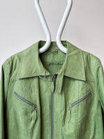 leather jacket in pale green