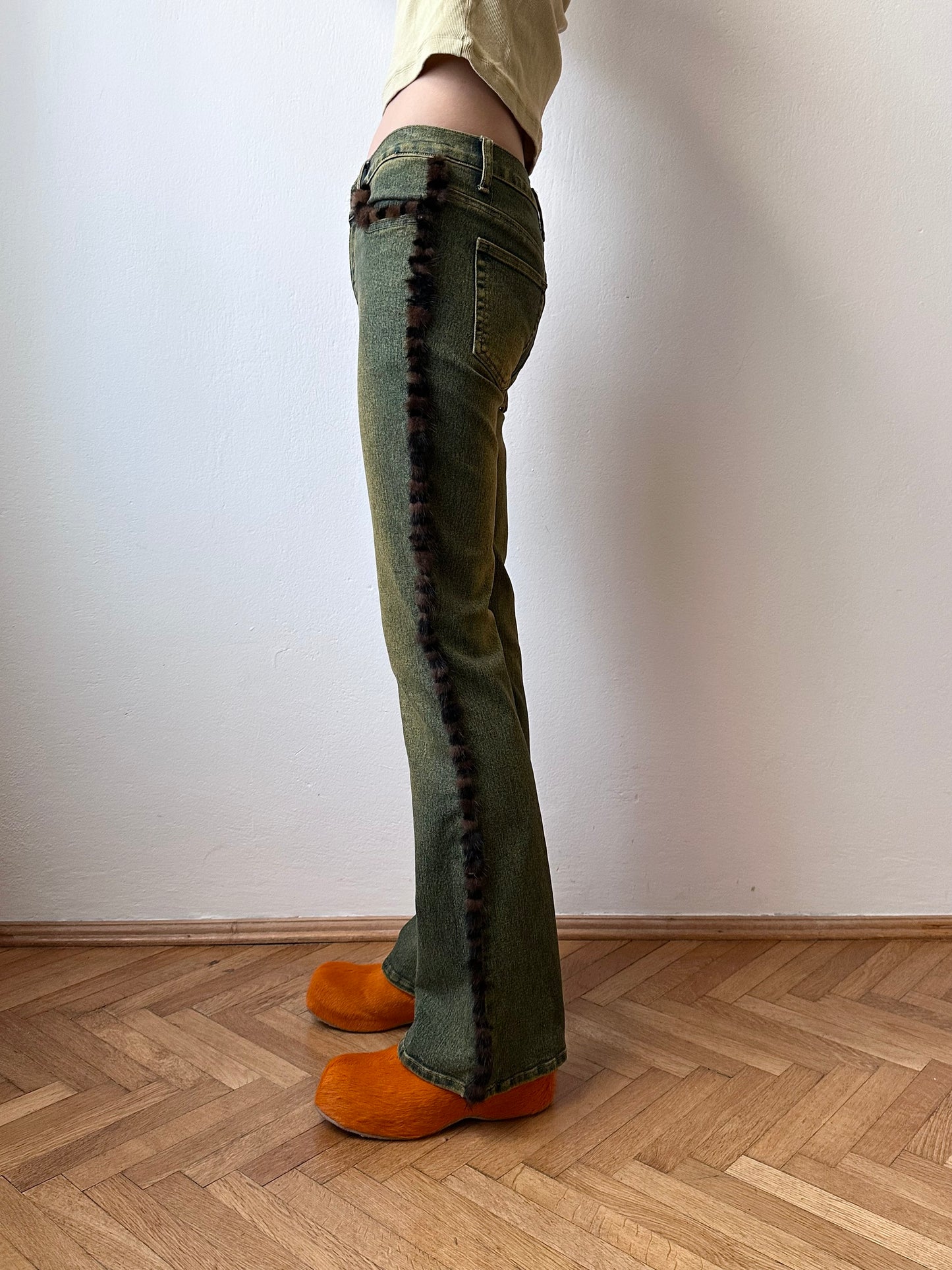 Fur trim millennium wide pants