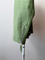 leather jacket in pale green