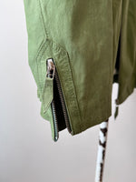 leather jacket in pale green