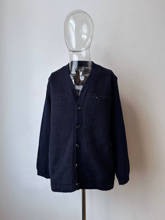 1970s navy wool cardigan