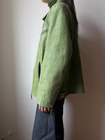 leather jacket in pale green