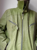 leather jacket in pale green