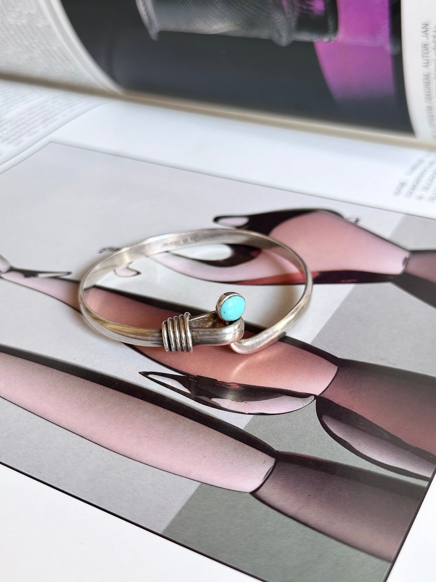 Mexico 925 turquoise hooked bangle