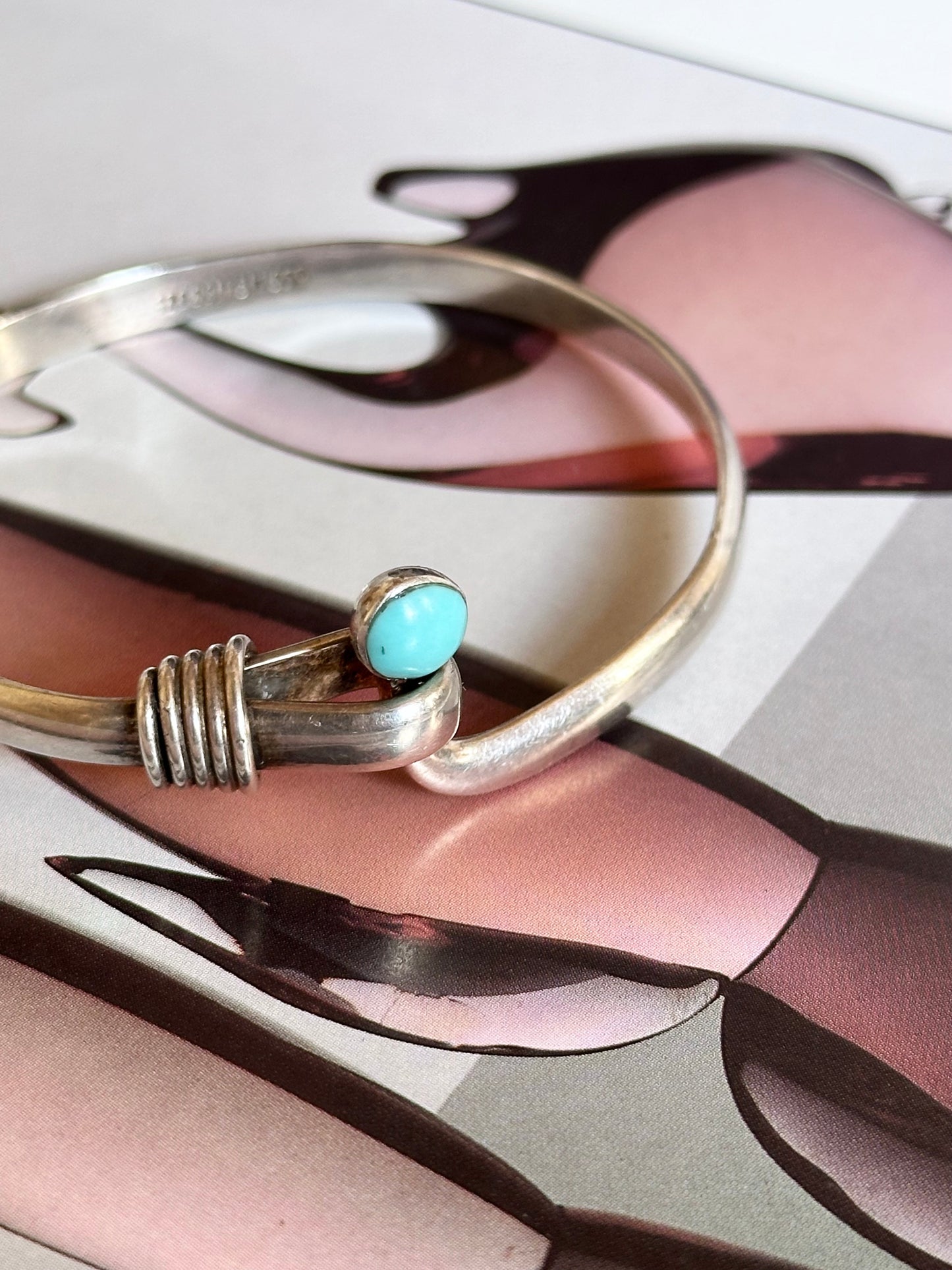 Mexico 925 turquoise hooked bangle