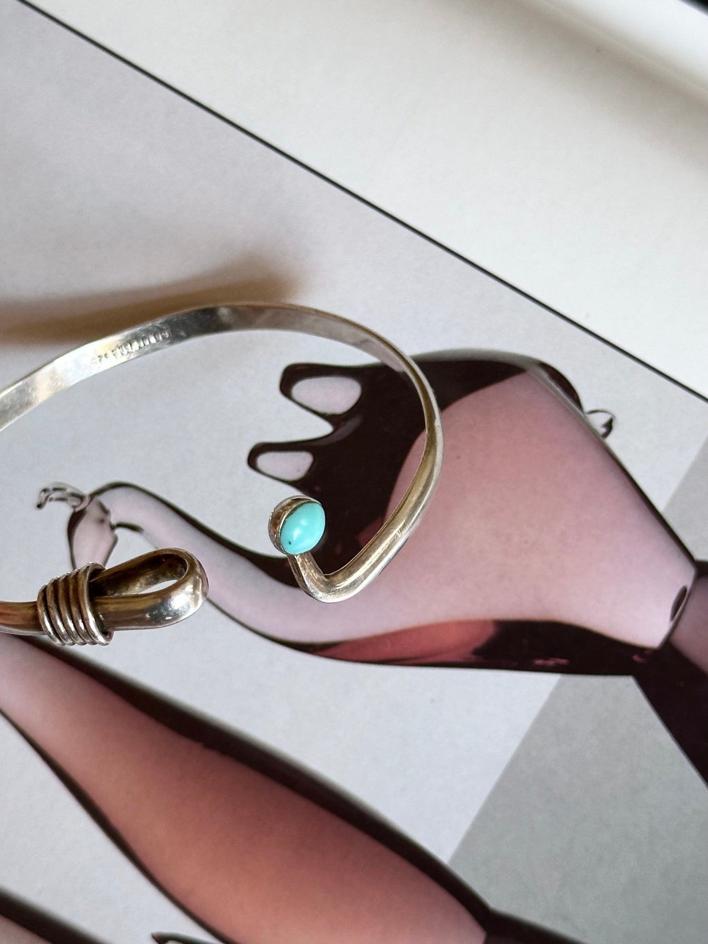 Mexico 925 turquoise hooked bangle