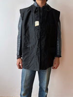 40s-50s French black moleskin vest, Dead stock