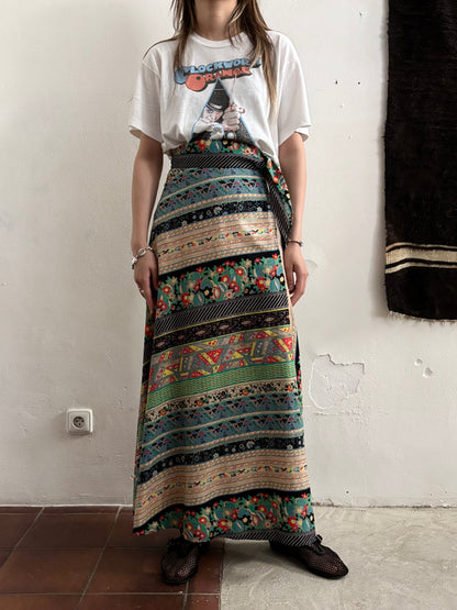 70s beautiful fabrick skirt W28-29