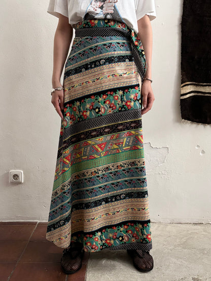 70s beautiful fabrick skirt W28-29