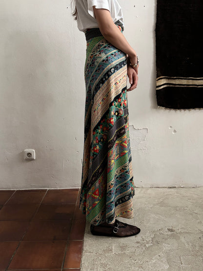 70s beautiful fabrick skirt W28-29