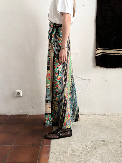 70s beautiful fabrick skirt W28-29