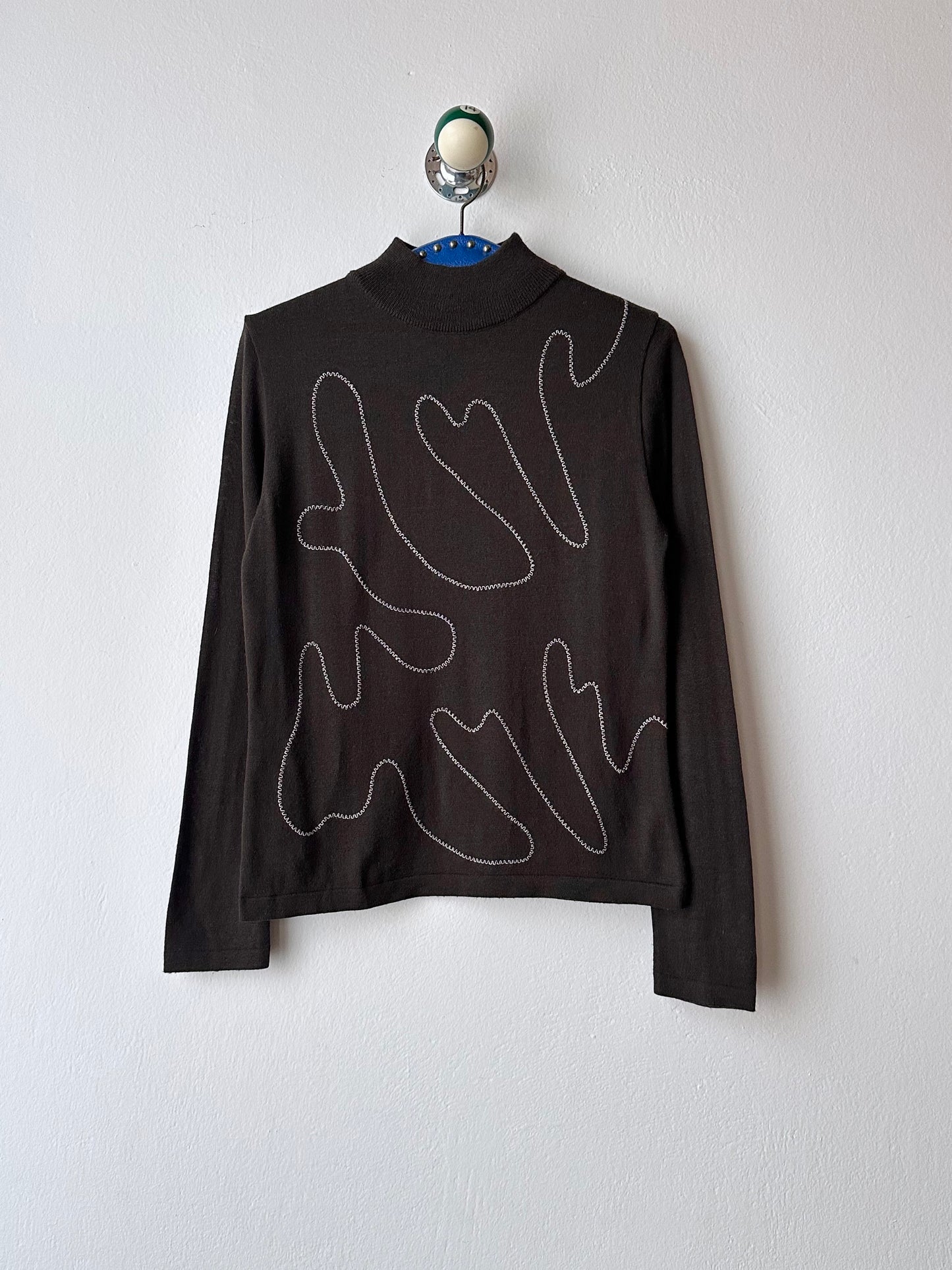 Merino wool thread embroidery knit