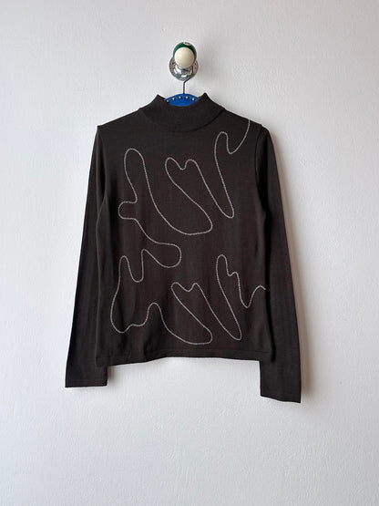 Merino wool thread embroidery knit