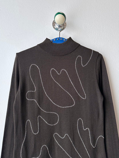 Merino wool thread embroidery knit