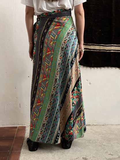 70s beautiful fabrick skirt W28-29