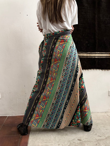 70s beautiful fabrick skirt W28-29