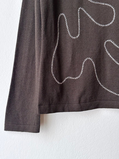 Merino wool thread embroidery knit