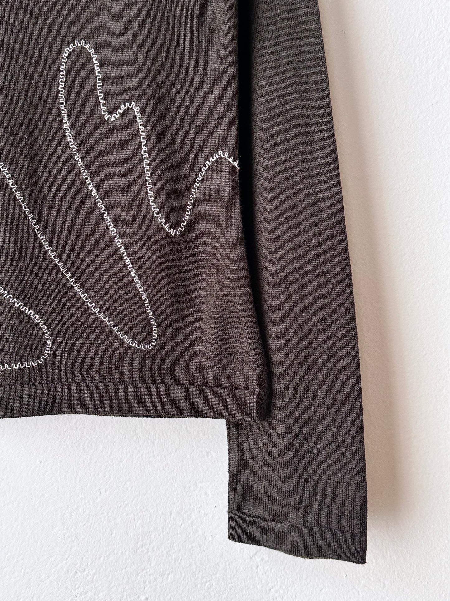 Merino wool thread embroidery knit