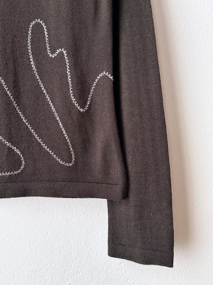 Merino wool thread embroidery knit