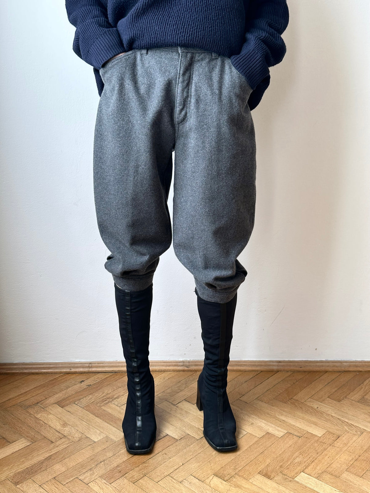 80s Italy grey wool blend pants W29