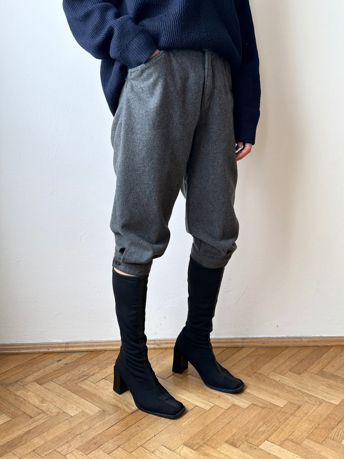 80s Italy grey wool blend pants W29