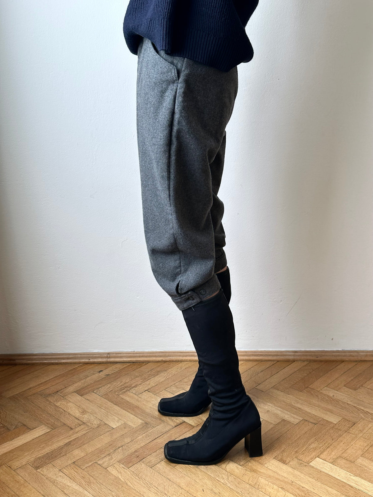80s Italy grey wool blend pants W29