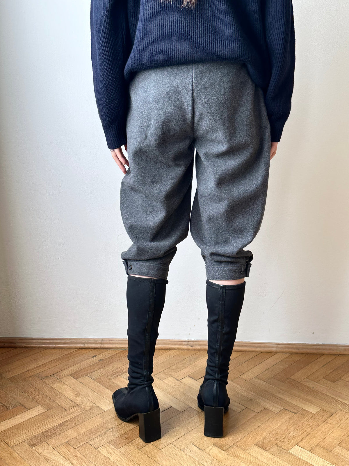 80s Italy grey wool blend pants W29