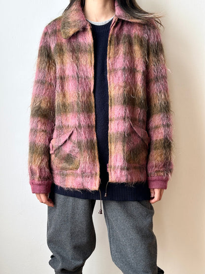 1970s shaggy mohair plaid jacket