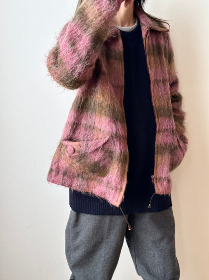 1970s shaggy mohair plaid jacket