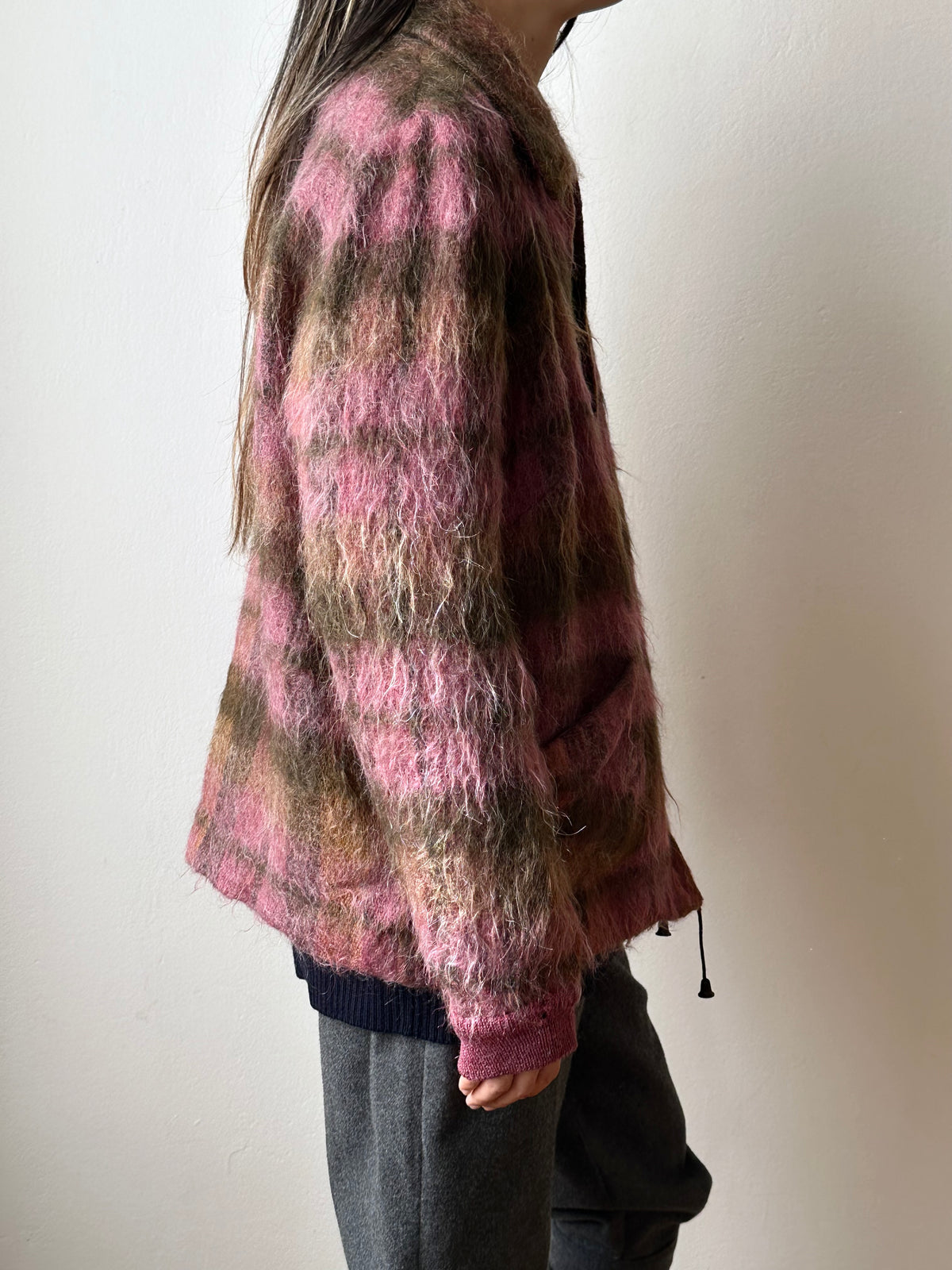 1970s shaggy mohair plaid jacket